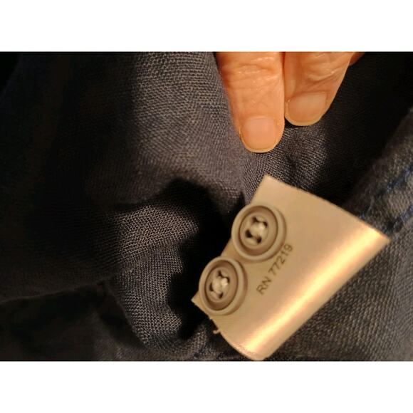 Joseph Abboud Navy 100% Linen Button Up Short Sleeve Shirt Men's Size XLT EUC - Picture 8 of 9